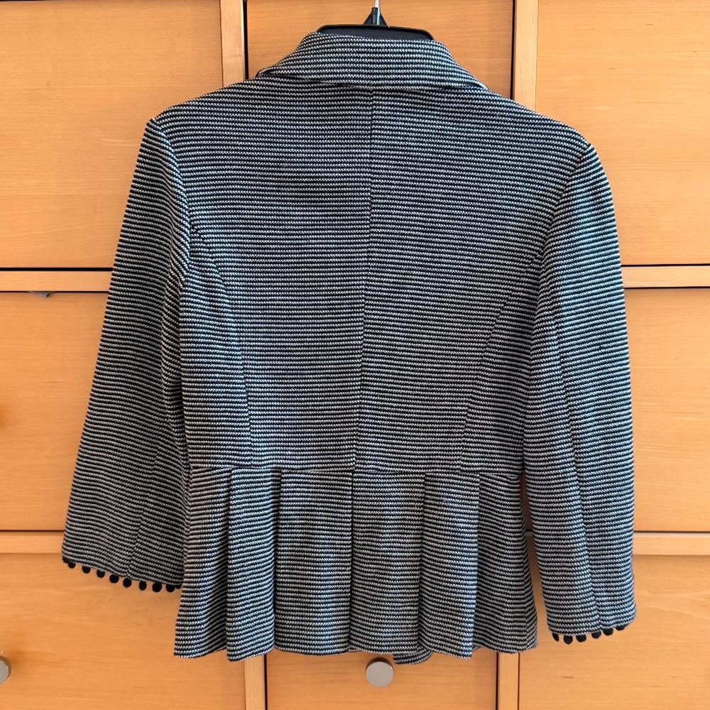 Anthropologie Tabitha Chandelier Striped Peplum Blazer Jacket Black - Picture 2 of 3